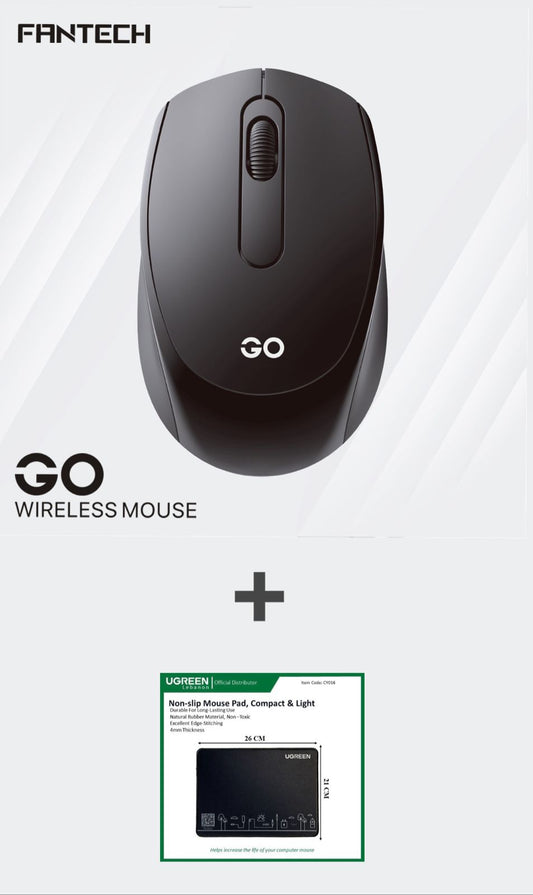 FANTECH W603 GO WIRELESS OFFICE MOUSE (BLACK)+ UGREEN Mouse Pad